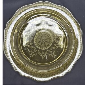 Vintage Federal Glass Patrician Amber Dinner Plate 11" Spoke Pattern Depression